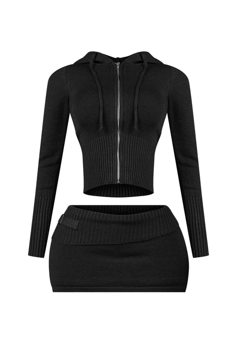 Fatima Knit Hoodie Jacket & Skirt SET